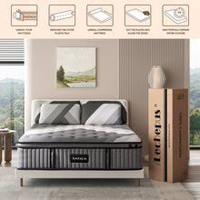 Load image into Gallery viewer, Lechepus 14 Inch Plush Hybrid Mattress Bed in a Box, 5 Layer Memory Foam with Pocket Springs for Supportive & Pressure Relief with Soft Fabric,100 Nights Trial CertiPUR-US Certified